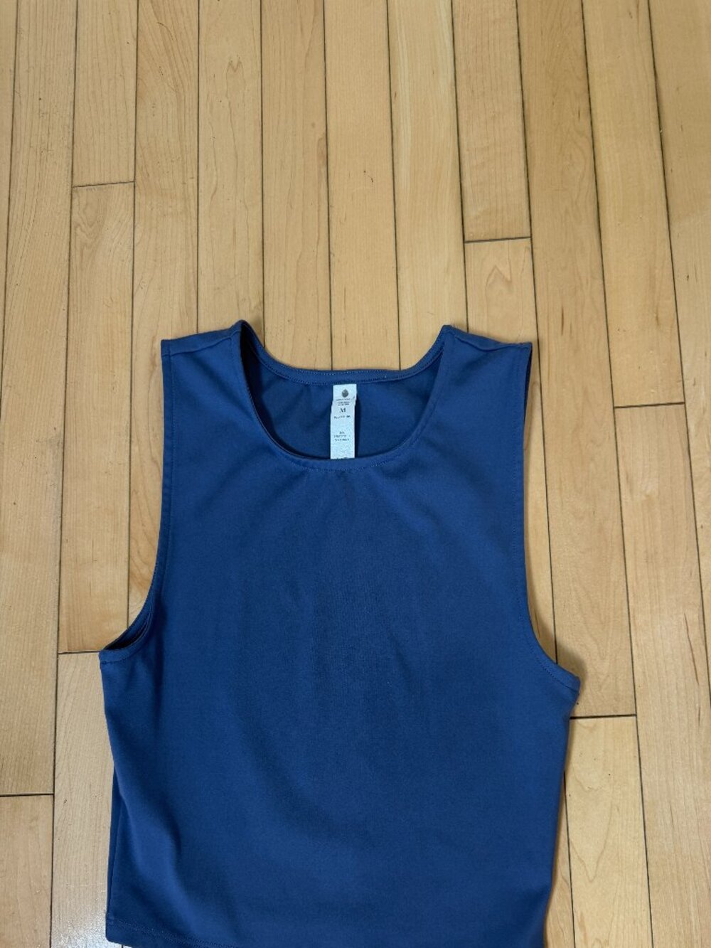 Yogalicious High Neck Crop Top Athleisure Athletic Top Steel Blue Size Medium
